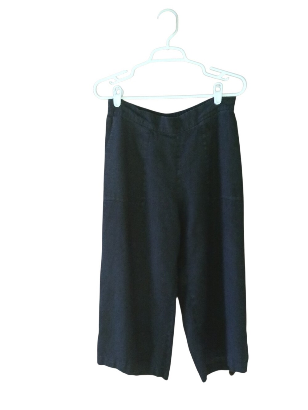 FLAX Black High Waisted Wide Leg Linen Capri Pants Small